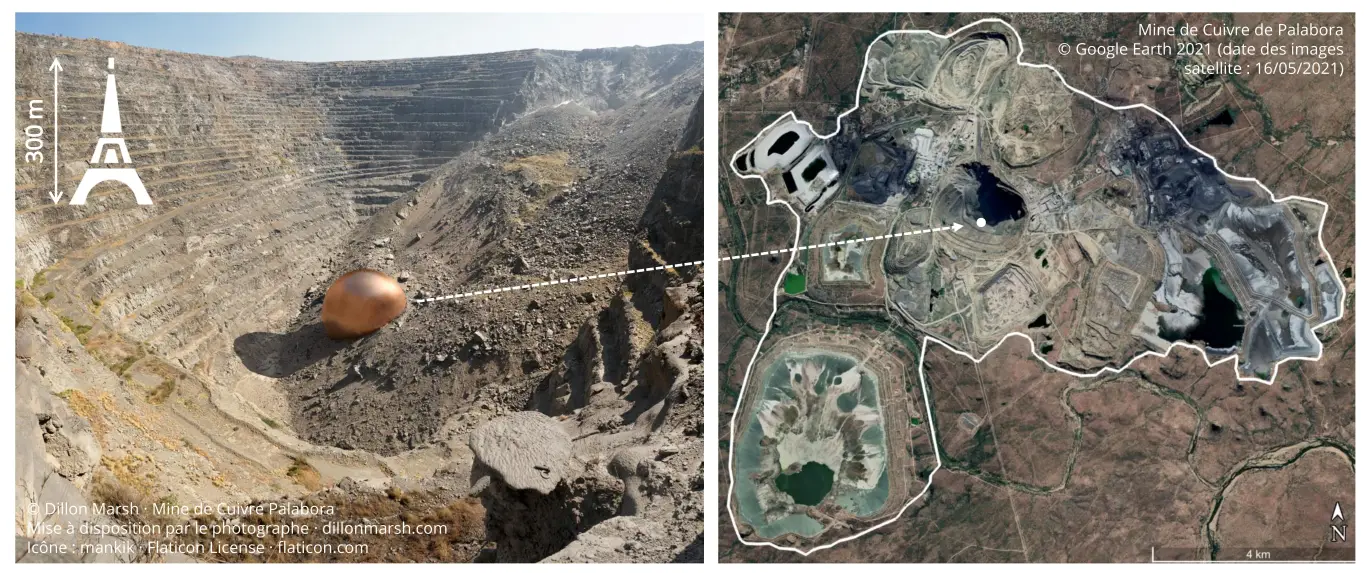 palabora-Afrique-Sud_Dillon-Marsh.jpg Illustration de la mine de Palabora avec taille du métal extrait au global versus taille de l’exploitation minière